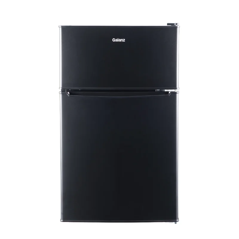 

Galanz 3.1 Cu ft Two Door Mini Fridge, Black refrigerator freezer