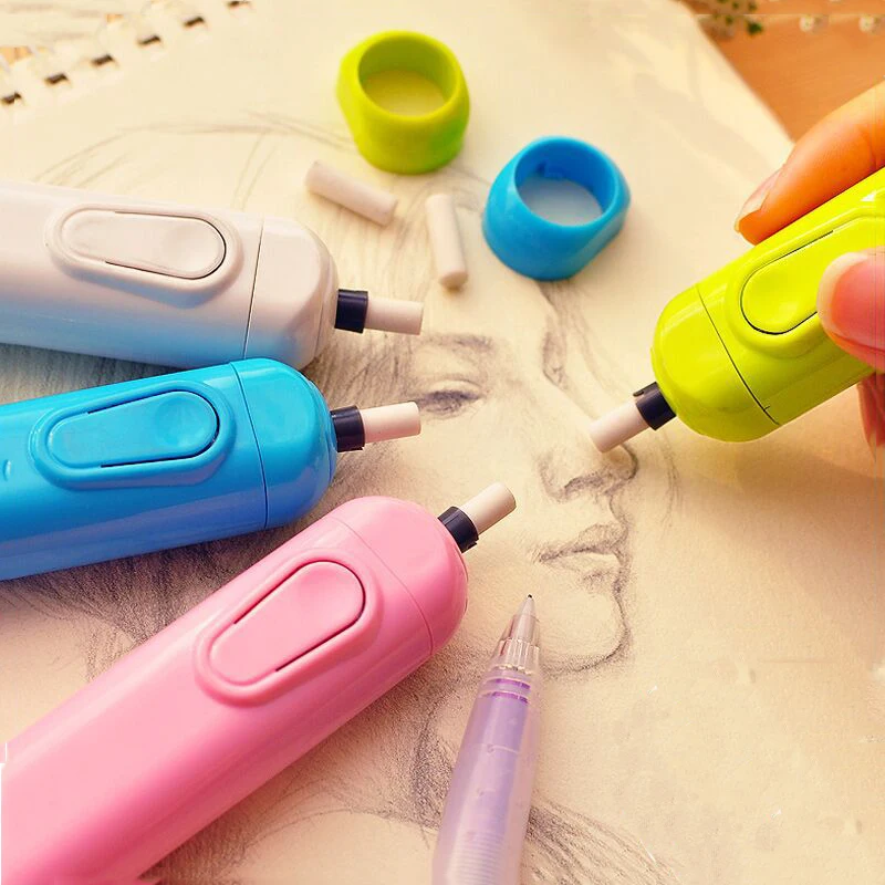 

1pc Cute Electric Automatic Eraser Kawaii Stationery School Supplies Drawing Painting Eraser Correction Tools Office Accessories