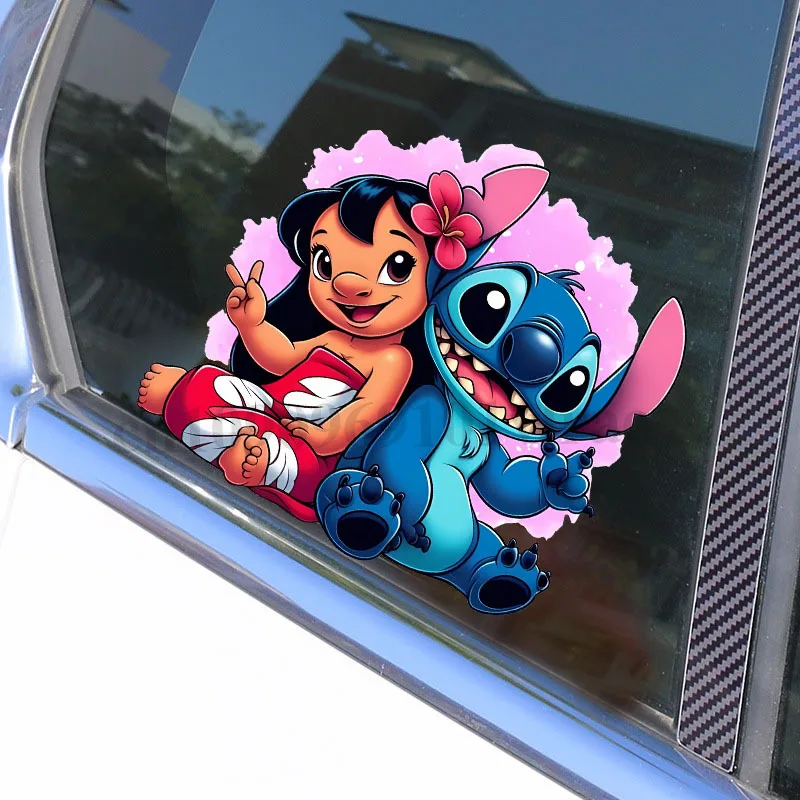 Lilo &amp Stitch автомобильная УФ-наклейка DTF на окна Kawaii Disney украшения автомобильные