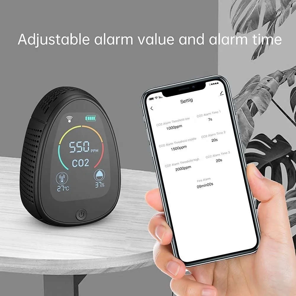 Газоанализатор портативный Wi-Fi датчик углекислого газа Tuya регистратор данных