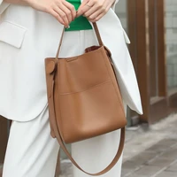 2022 new women bag female luxury shoulder bags lady soft 100 cowhide genuine leather niche design tote bucket handbag