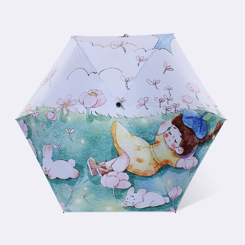 

Cartoon Rabbit And Bear Umbrella Cute Girls Manual UV Parasol Wind and Rain Resistance Portable Kids Photography Art Umbrella
