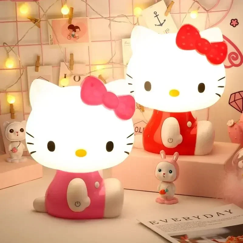 3D светодиодный маленький ночник Touch Hello Kitty USB для кормления детей дома спальни