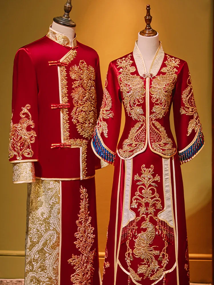 New Chinese Traditional Wedding Dress Embroidery Beading Banquet High-Quaity Classic Cheongsam China Qipao костюм для восточных