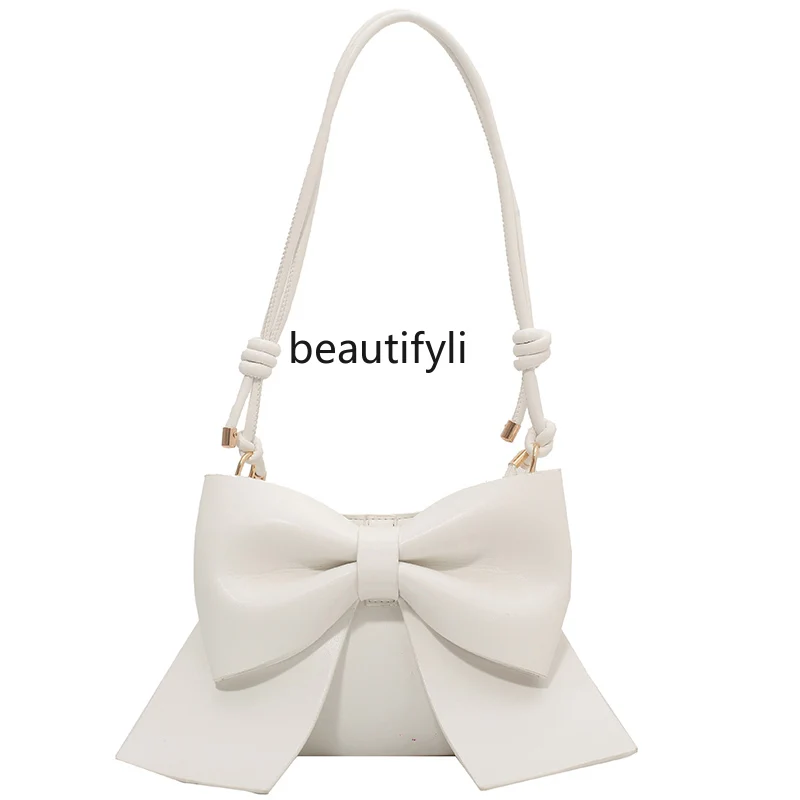 

yj Popular Bag for Women 2022 Spring and Summer Popular New Fashion All-Matching Ins Minority Fashion Bow Shoulder Underarm Bag
