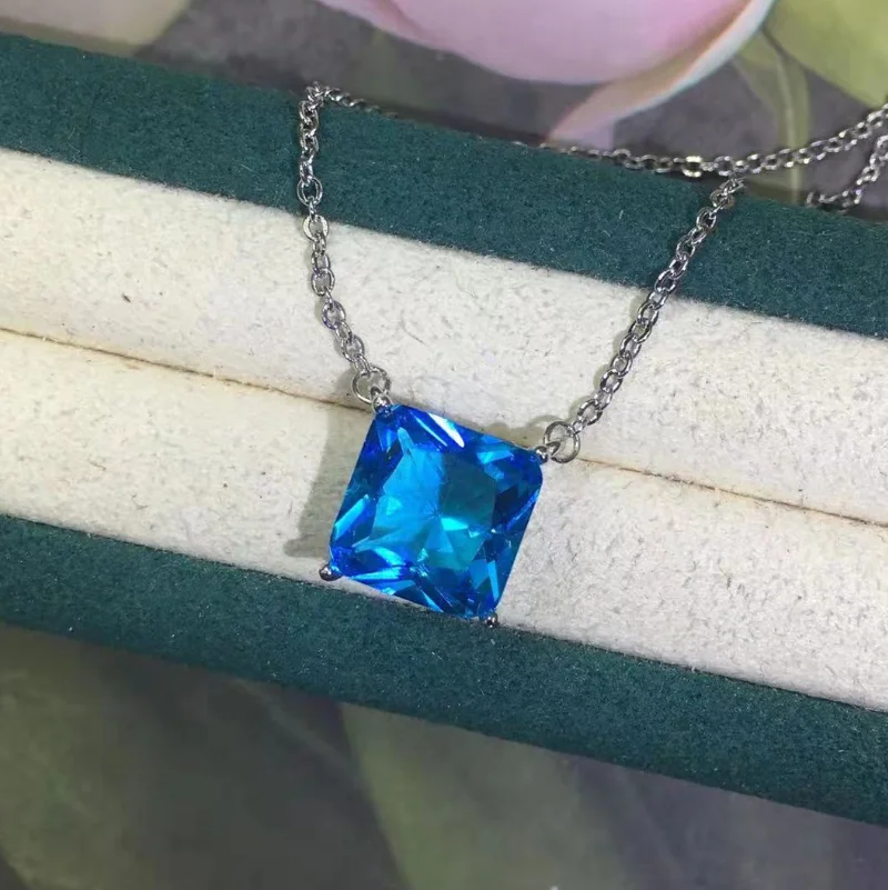 

ANGLANG Bright Pink/White/Yellow Cubic Zirconia Square Pendant Necklace for Women High Quality Fashion Necklaces Party Jewelry