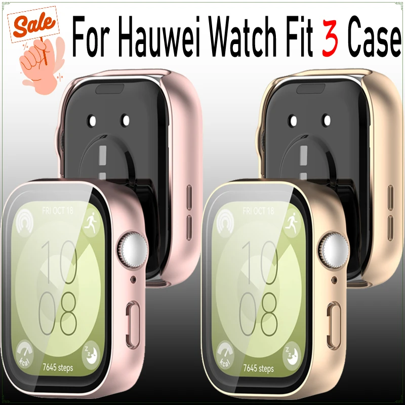 Фото Стеклянный HD-чехол из поликарбоната с защитой от падений для Huawei Watch Fit 3, универсальная защитная рамка от царапин, защитный чехол для экрана для Huawei Watch Fit 3 №1