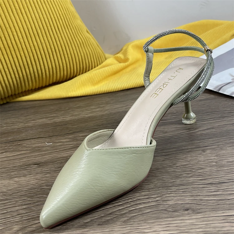 Туфли из натуральной кожи с неглубоким носком женские сандалии закрытым летние