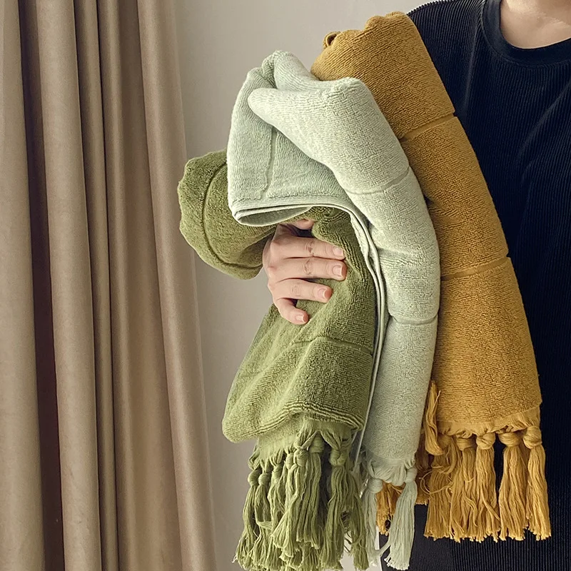 Set Men's Household Absorbent Soft Washcloth Beach Swimming Towel Cover Blanket Women