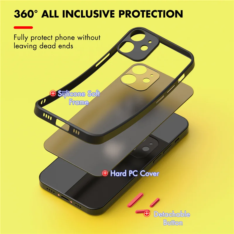 ZBK Square Transparent Frosted Phone Case For iPhone 12 11 13 Pro Max Mini XS Max XR X 8 7 Plus SE 2020  Cover 14