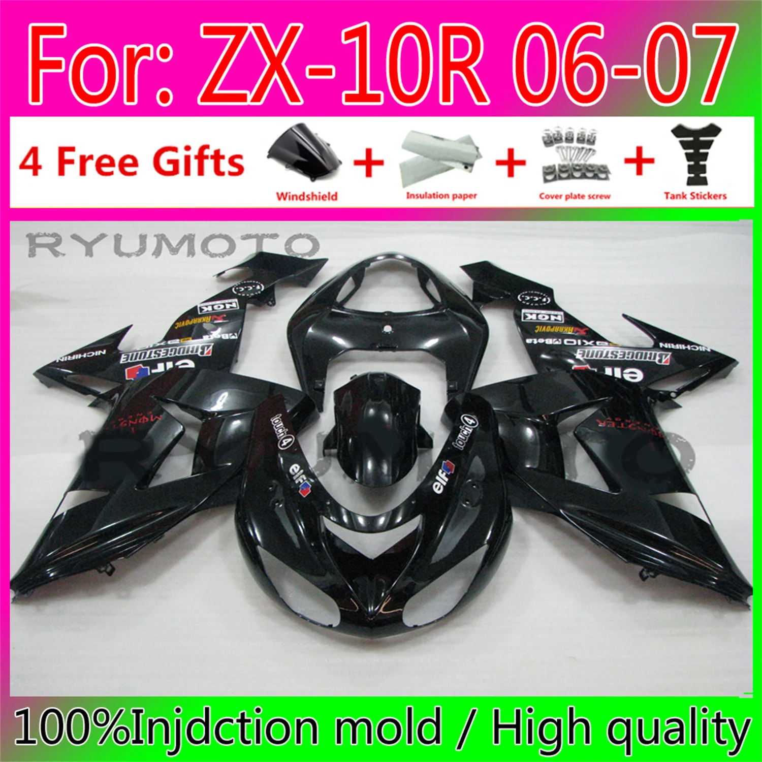 

Обтекатели для кузова мотоцикла из АБС-пластика для Kawasaki ZX10R 2006 2007 ZX10R 06 07