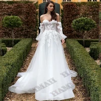 hammah delicate sweetheart wedding dresses puffy sleeves appliques sposa vestidos bride party gown robe de mari%c3%a9e engagement