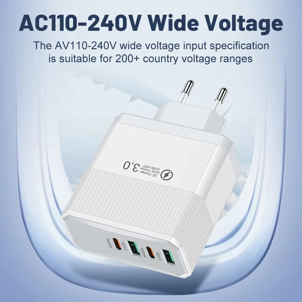 Total 100W 2USB 2PD Зарядное устройство Быстрая зарядка Quick Charge 3.0 Дорожная вилка Зарядный