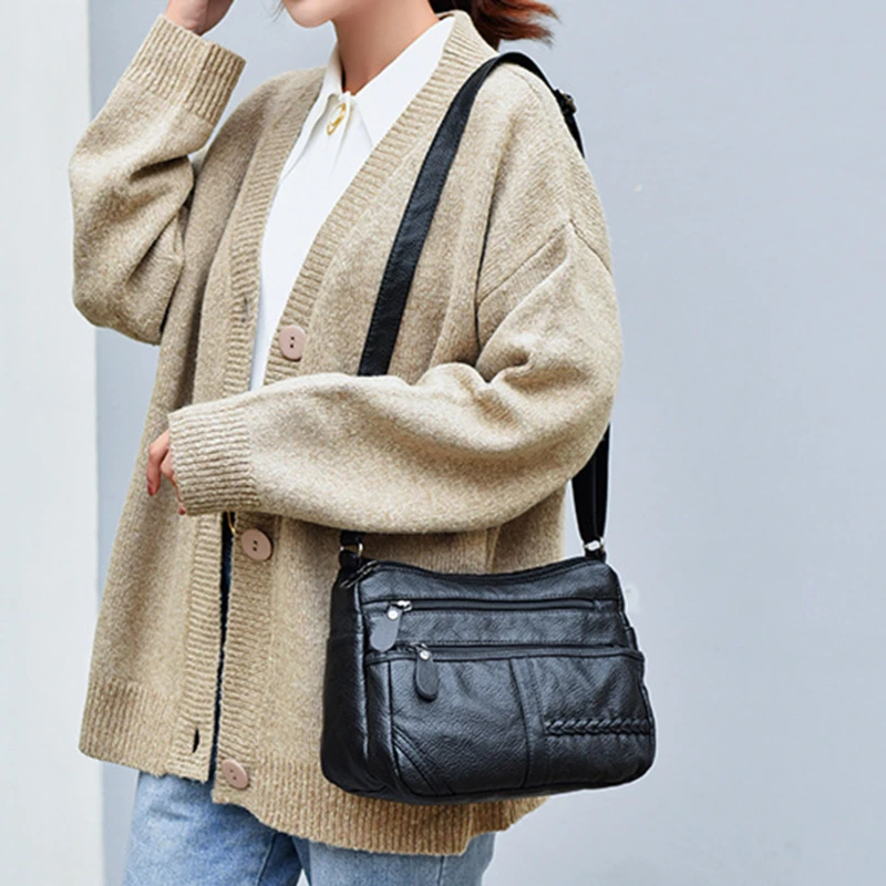 

Сумка через плечо на молнии в стиле ретро, сумки-мессенджеры из искусственной кожи для женщин, портативная удобная женская сумка, однотонные женские сумки