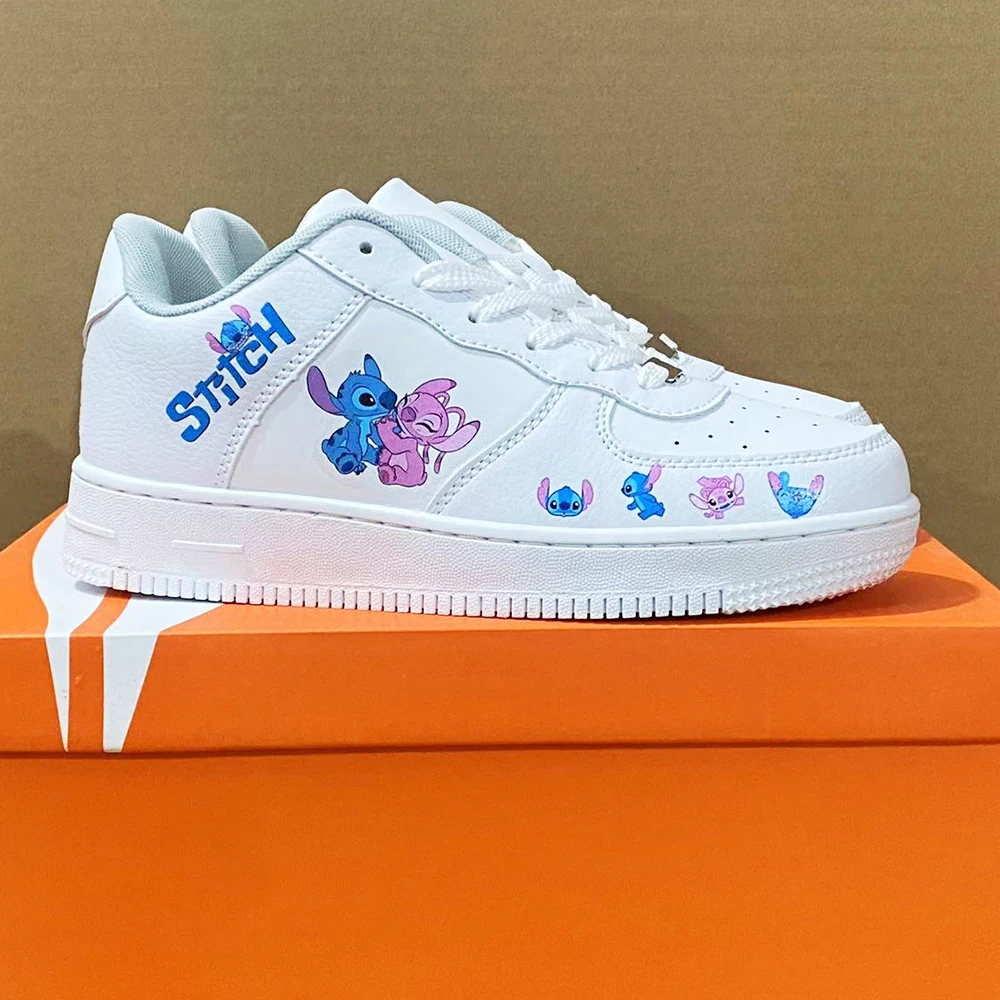Disney Stitch Couple Fashion Men Women Vulcanize Shoes Male White Platform Sneakers Lovely Girls Casual Shoes Woman Flats