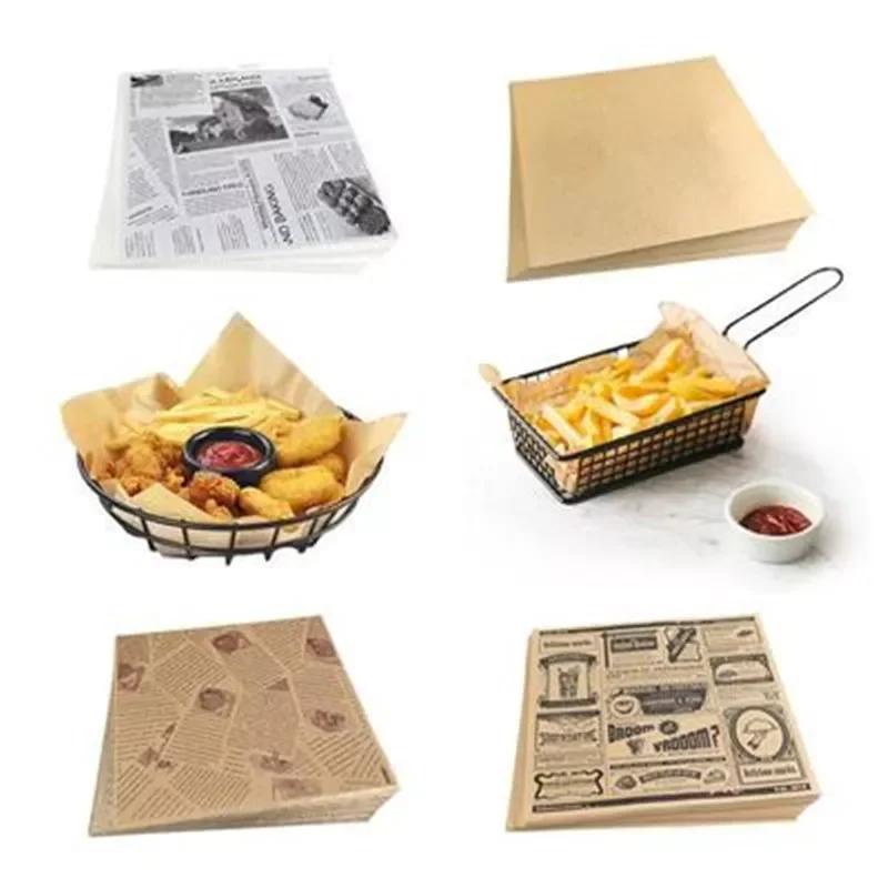 

2022New Kraft Wax Paper Oilpaper Nonstick Bread Burger Fries Basket Pizza Wax Paper Baking Sandwichs Oilpaper Packaging Paper