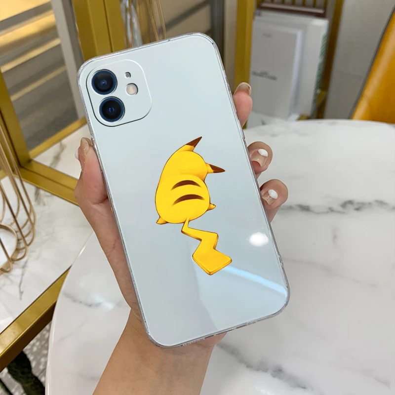 

Pokemon Pikachu Transparent Phone Case For iPhone 13 12 11 Pro MAX 7 8 6 6S Plus SE 2020 X XR XS MAX 13 12 Mini Soft Back Cover