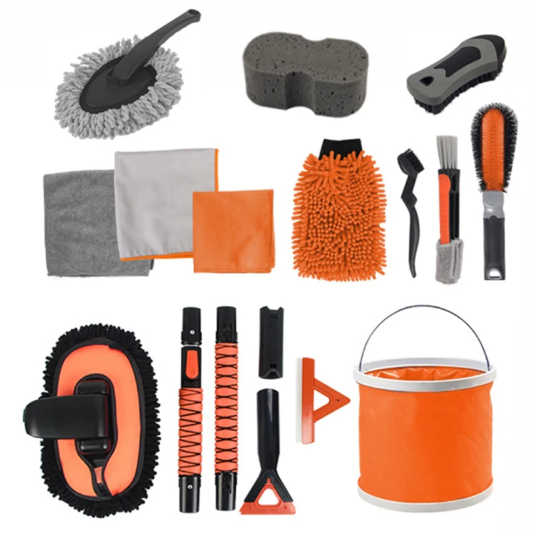 

China manufacture 17pcs long handle mop kit microfiber car wash brush car cleaning supplies