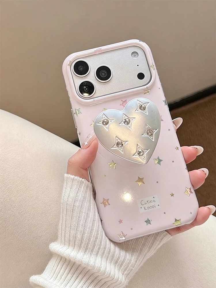 Фото Чехол для телефона Ins Korean Full Screen Starry Sky с блестками и держателем для iPhone 17 16 15 14 13 Pro Max №2