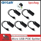 Cdycam, 5 шт., IEEE 802.3af, Micro USB, внешняя мощность, Ethernet, 48 В до 5 В, 2,4 А, для планшетов, Dropcam или Raspberry Pi