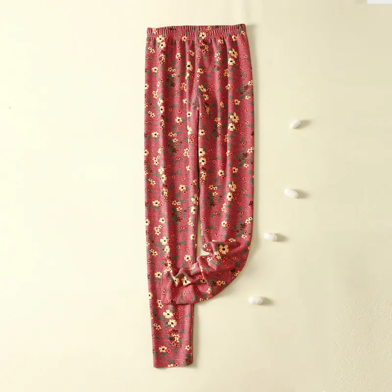 Осенне-зимние Пижамные брюки 2024 одежда для сна с цветочным принтом и эластичным