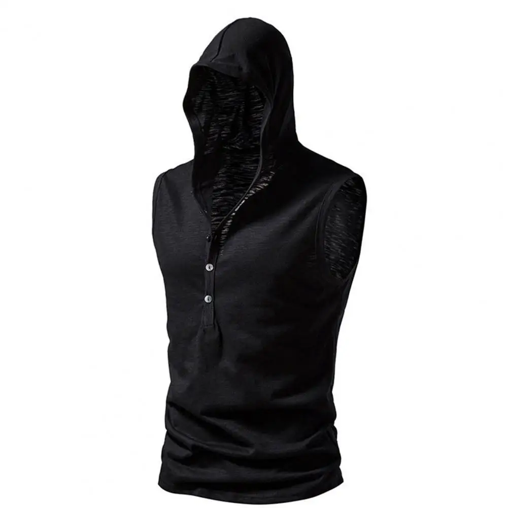 

Trendy Sweatshirt Vest Quick Drying Slim Fit Shrink Resistant Men Bodybuilding Hooded Tank Top Hoodie Vest Moisture Wicking