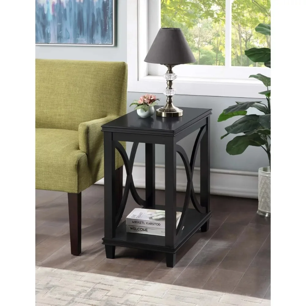 

Living Room Sofa Side Table with Side Hollowed Out Design End Table in Black Coffee Table Living Room Furniture Side Table