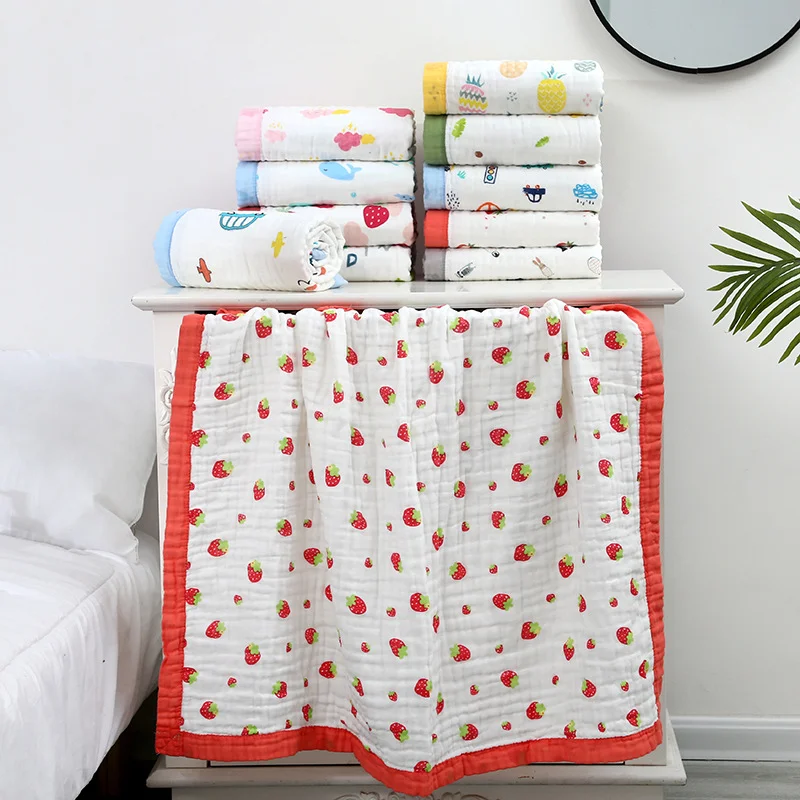 

Летнее 4-х слойное муслиновое хлопковое детское полотенце 110*110 см для новорожденных малышей тонкое воздушное одеяло банное полотенце