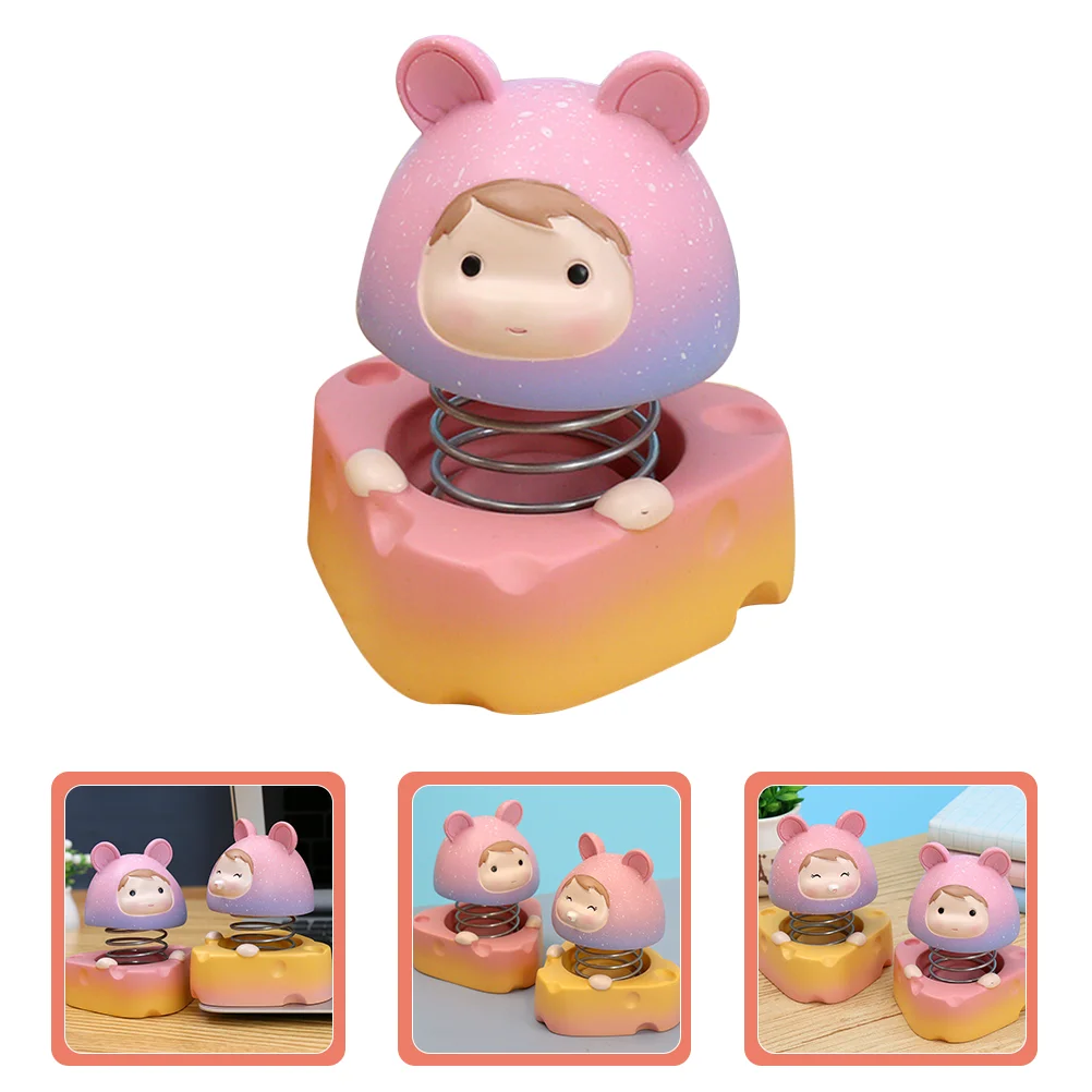 

Head Car Dashboard Shakinggirl Toyspring Bobbleheads Toys Moving Dancing Base Collection Figurinesmouse Resin Mice Statue