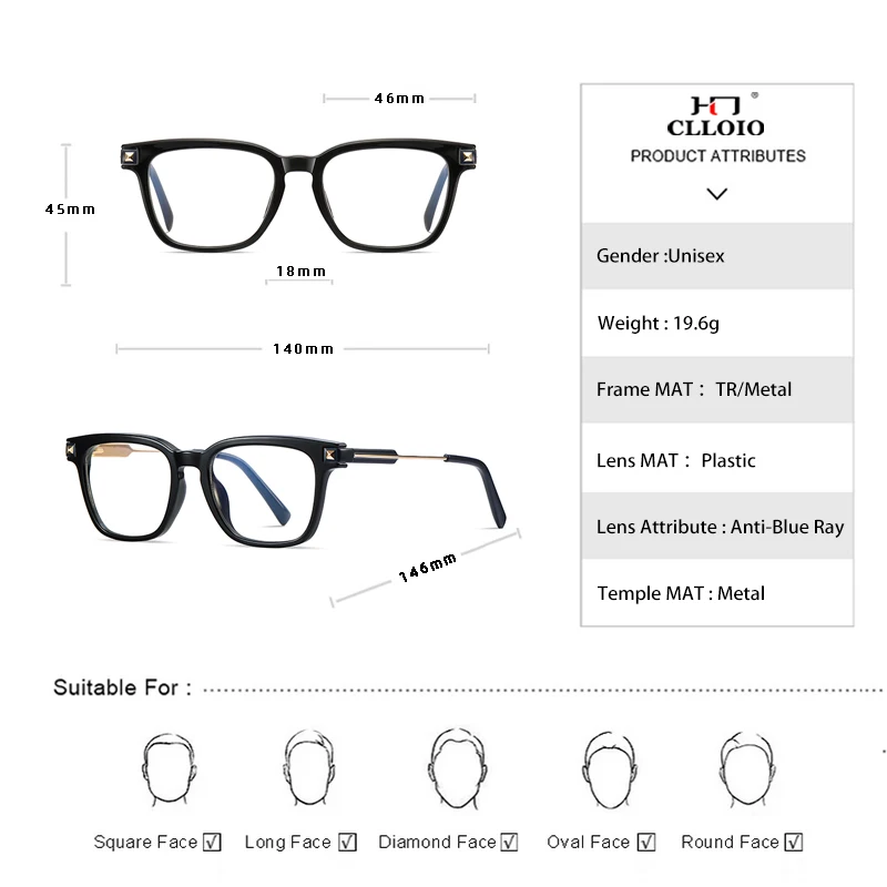 Женские очки для чтения по рецепту CLLOIO модные близорукости с защитой от синего