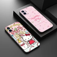 takara tomy cute hello kitty phone case for funda iphone 13 12 11 pro max mini x xr xs max 6 6s 7 8 plus black celular