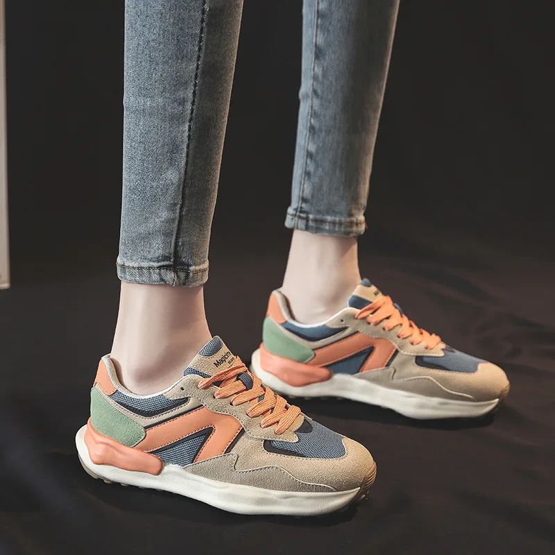 Spring/Autumn New fashion Sneakers Women Soft Leather White Shoes Lace-Up Flats Shoes Woman Designer Sneakers High Quality
