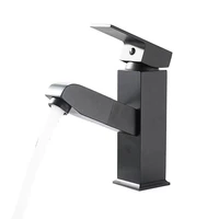 stainless steel black faucet retractable hot and cold wash basin bathroom bathroom wash face pull out faucet simple