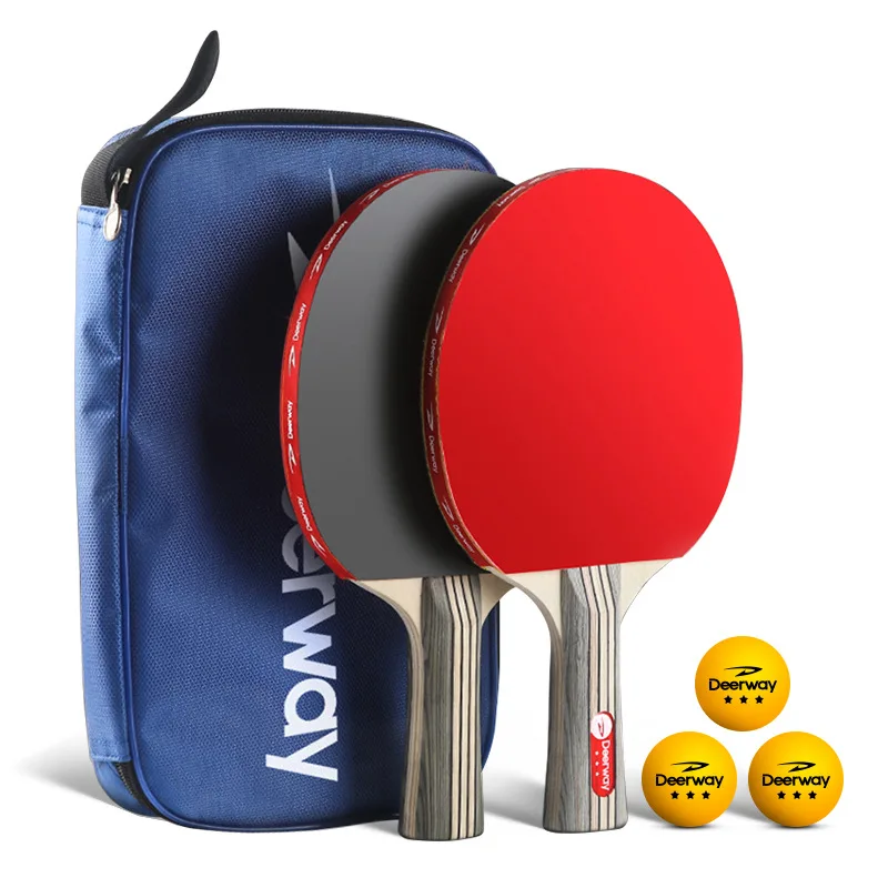 

Table Tennis Suit Inverted Rubber on Both Sides Finished Racket Pen-Hold Grip Hand-Shake Grip 2 Rackets Set