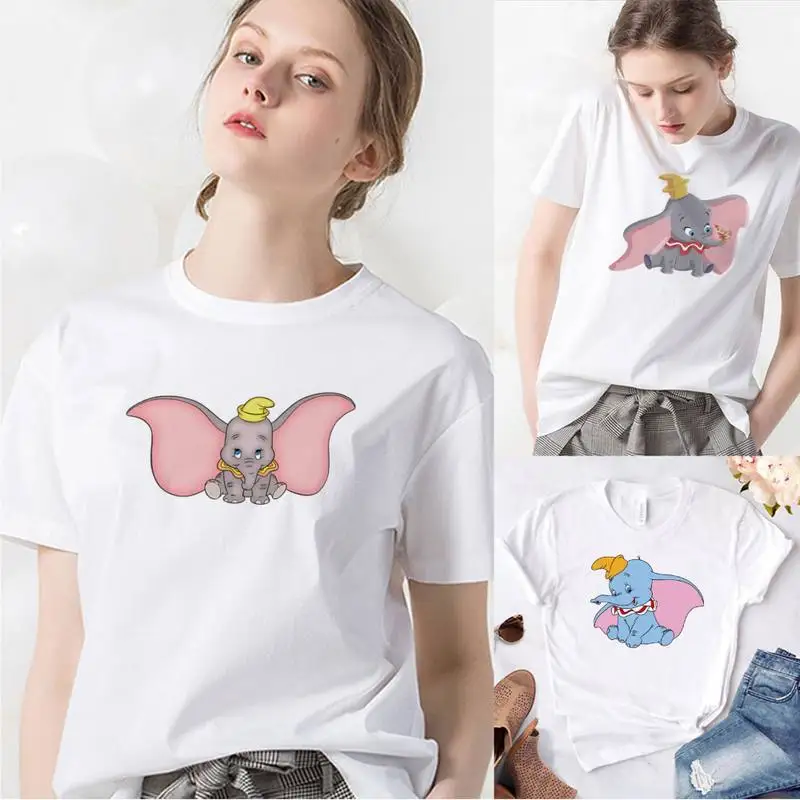 

Disney Cute Dumbo Pink Lovely T Shirt Women Loungefly Clothes Tshirt Hipster America Fashion Vacation Edgy