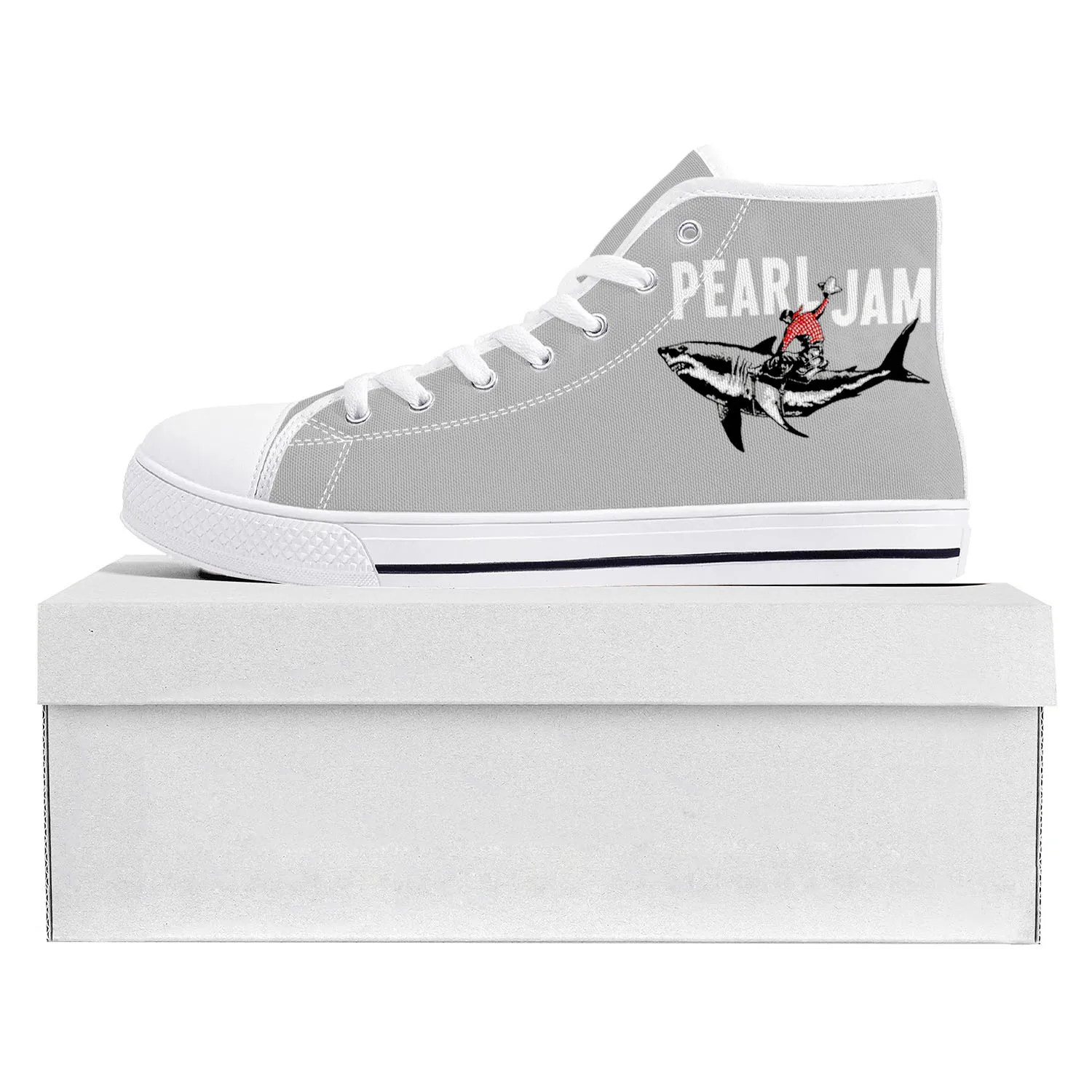 Pearl Jam Rock Band High Top High Quality Sneakers Mens Womens Teenager Canvas Sneaker Casual Couple Shoes Custom Shoe White