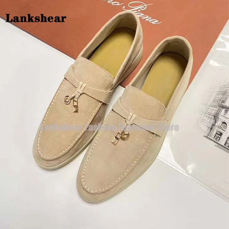 Suede Leather Tassel Pendant Loafers Women Round Toe Slip-On Flat Shoes for Women Casual Brand Shoes Comfort Walk Shoes Mujer