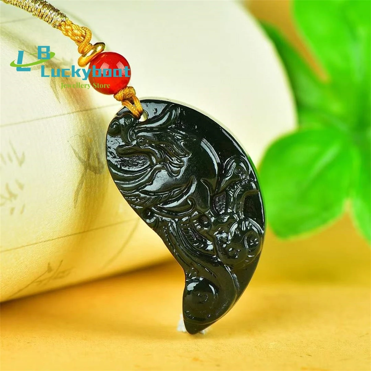 

Natural Hotan Jade Dragon and Phoenix Charming Pendant Simple Personality Fashion Versatile Retro National Men and Women