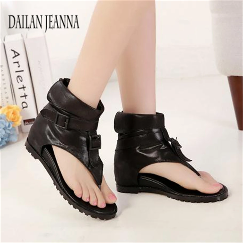 

women's shoes inside the high-rise herringbone sandals, toe-high-top shoes, cool boots 2022 summer new Korean version of black