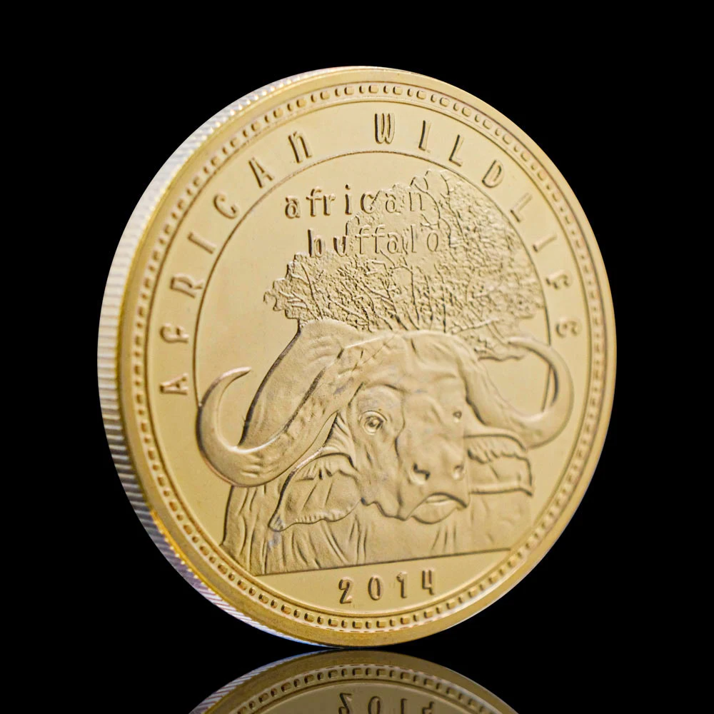 Позолоченные сувениры с африканскими дикими животными буйвола Замбия квача