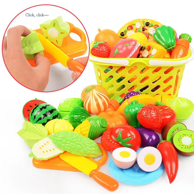 

6-37Pcs Pretend Play Kitchen Fun Cutting Fruits and Vegetables Food Play Toy Set for Kids Miniature Items Children Toy