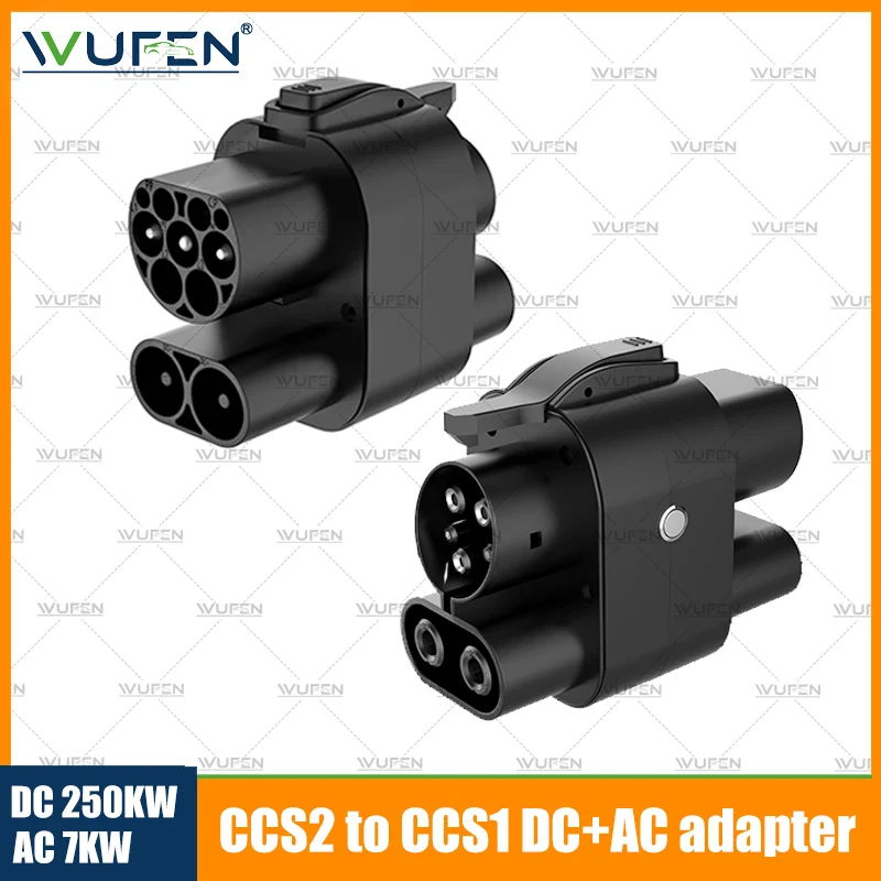 

WUFEN CCS2 to CCS1 250A Переходник для зарядного устройства для электромобилей AC+DC Type2 to Type1 Быстрая зарядка CCS Combo 2 to CCS Combo 1 для CCS1 USA Car