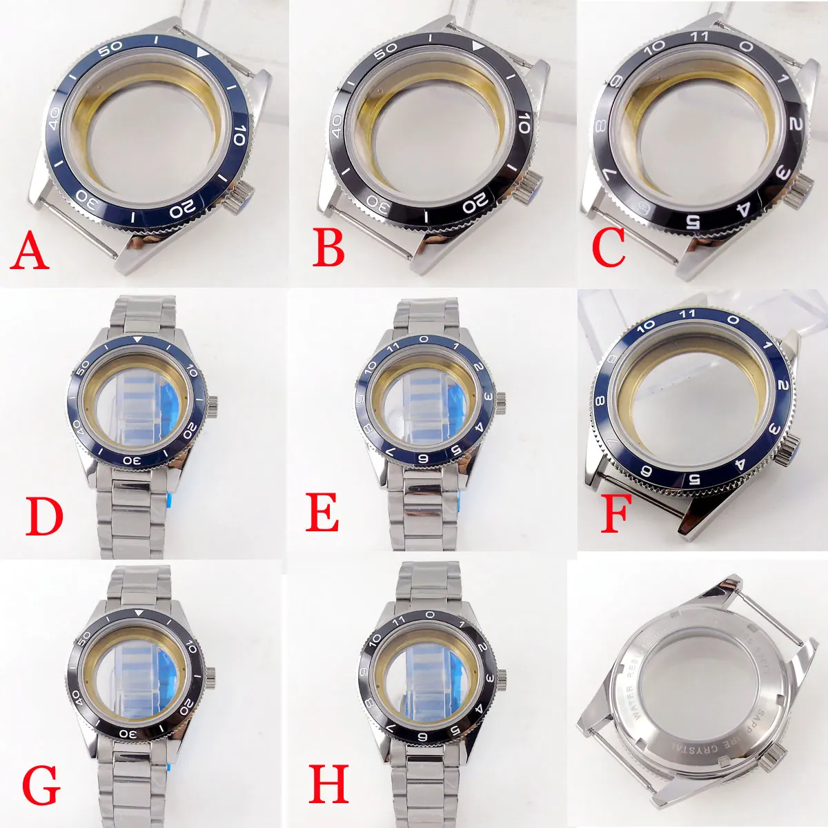 

Steel 41mm Watch Case fit NH35A NH36A ETA2836 MIYOTA 8215 821A 8205 DG MINGZHU 2813 ST1612 Glass Back