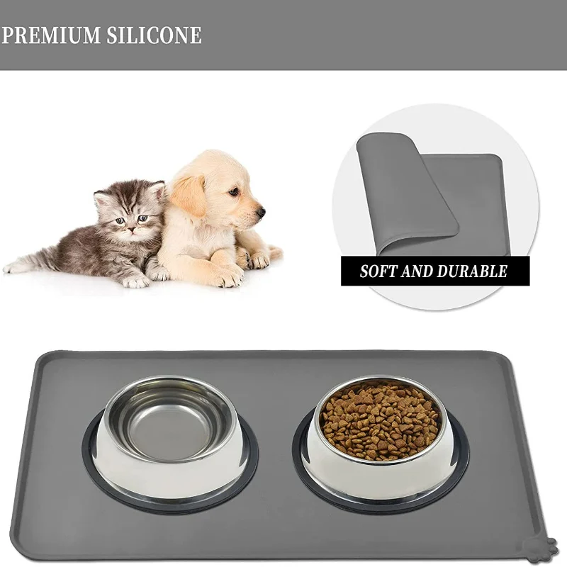 

Waterproof Water Feeding Silicone Dog Tray Puppy Food Lips With Feeder Mat Pad Cat Non-stick Bowl High Cushion Placemat
