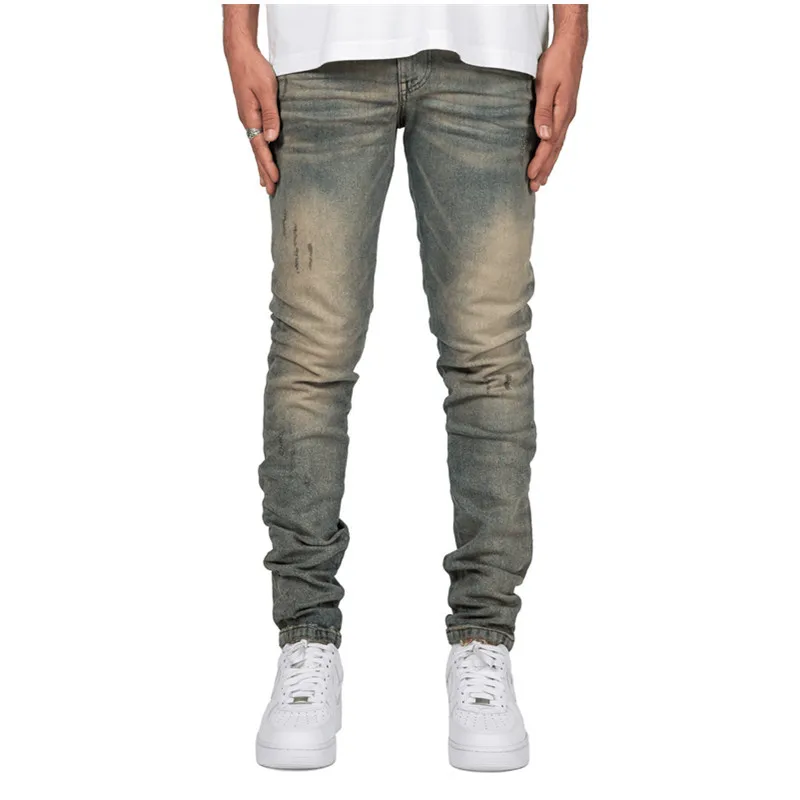 New Mens Jeans Youth Casual Men's Medium Waist Slim Fit Pencil Pants Streetwear Men Fashion Full Length Denim Pants