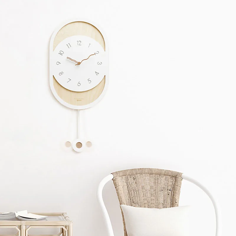 

Kitchen Wall Clocks Living Room Wood Silent Nordic Pendulum Digital Wall Clock Modern Design Reloj Pared Room Decorarion