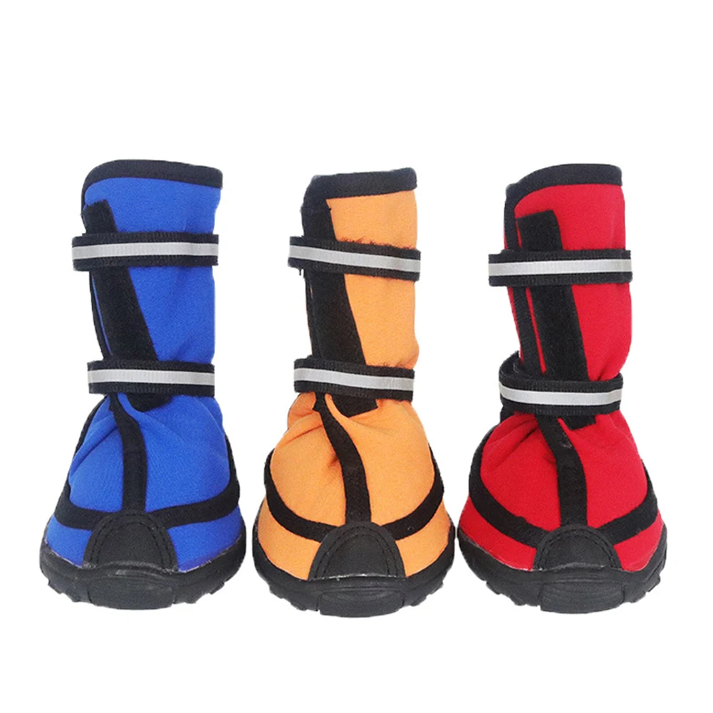 

4Pcs Four Season Waterproof XXL Pet Shoes for small large Dog Oxford Bottom Reflective Bandages Pet Rain Boots Large Dog Shoes