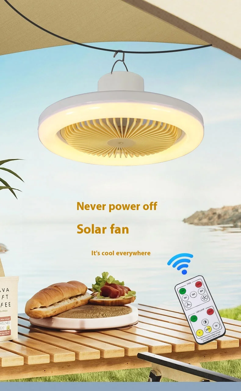 6000 мАч Солнечная палатка для кемпинга Потолочный вентилятор с солнечными