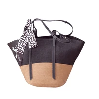 2022 new large capacity fashionable handbag single shoulder womens bag commuting straw woven large bag ribbon designer bags