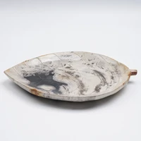 new common luxury tableware natural petrified wood bowl tray made by wood stone leaf shape dishes home decoration plate